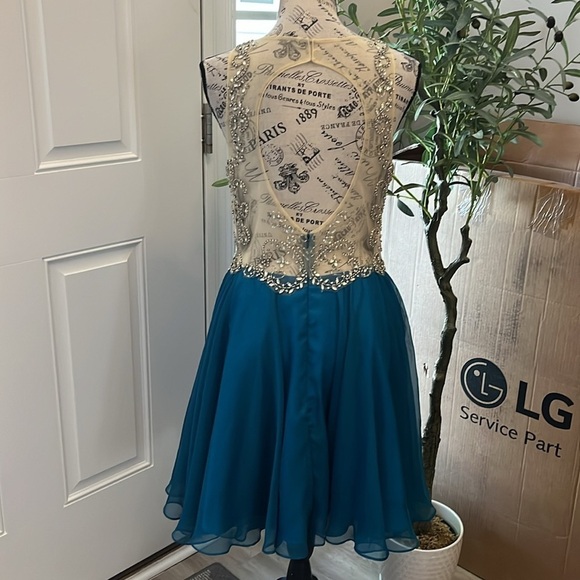 Alyce Paris Formal Dress Prom Cocktail Illusion Mini Size 8 NWT Gemstones - Picture 6 of 12
